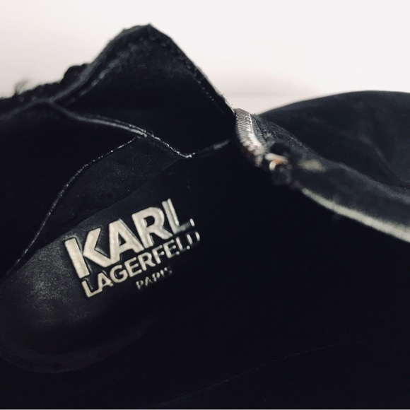 KARL LAGERFELD Black Julita Tassel Wedge Bootie - Picture 8 of 9